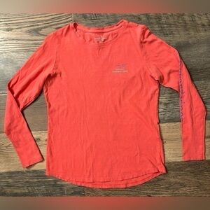 Vineyard Vines Orange Shirt Whale Graphic Long Sleeve Crew Neck Size Extra Small